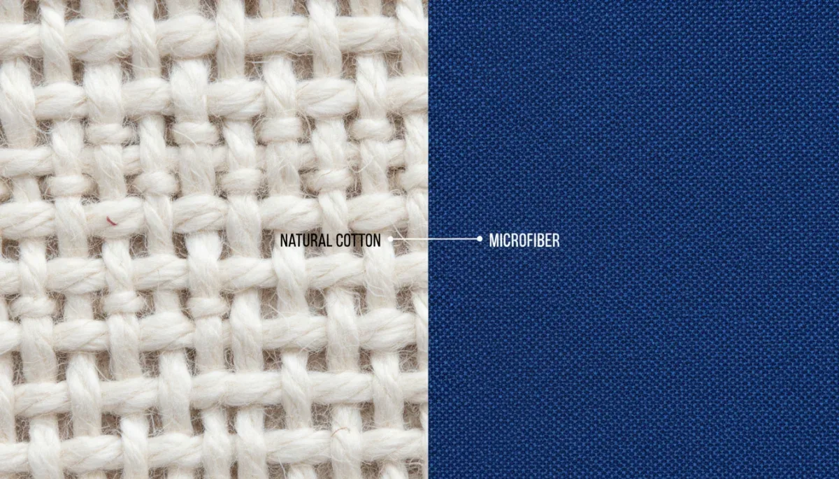 Detalle en primer plano de la textura de un tejido textil para ropa de cama