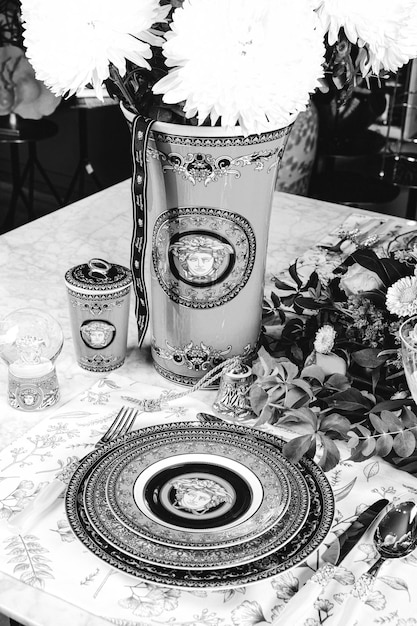 A SHEIN catalog page showcasing varied dining room items in different color palettes: monochrome black and white, pastel shades, and bold jewel tones, styled in diverse dining room setups.