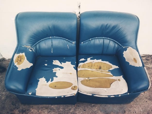 A split image showing two different couches. One side depicts a couch faded and cracked from sun exposure, while the other side shows an identical couch in pristine condition, protected by a SHEIN furniture cover. The contrast highlights the effectiveness of using protective covers.