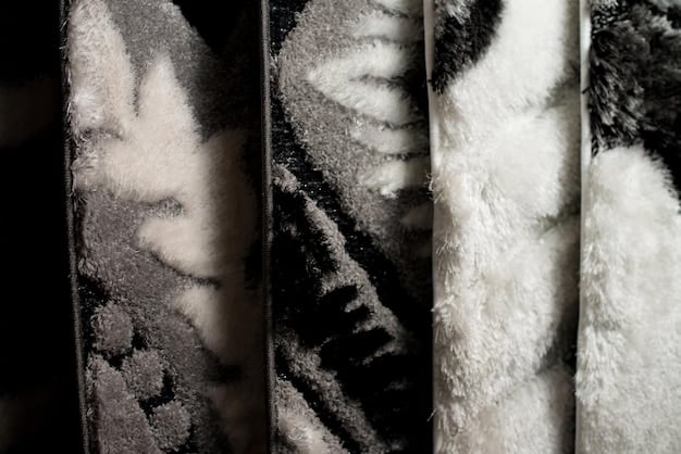 A close-up shot of various textures and patterns of SHEIN rugs, showcasing the diversity of materials and designs available.