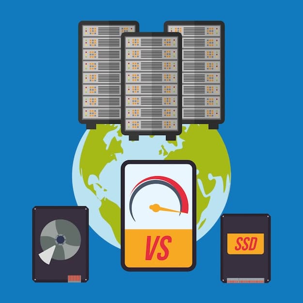 A graphic comparing the data transfer speeds of different storage technologies: HDD, SATA SSD, NVMe PCIe 3.0 SSD, and NVMe PCIe 5.0 SSD. The graphic should visually represent the significant increase in speed with PCIe 5.0, using bars or charts to illustrate the differences. Annotations should highlight the specific read and write speeds for each technology.
