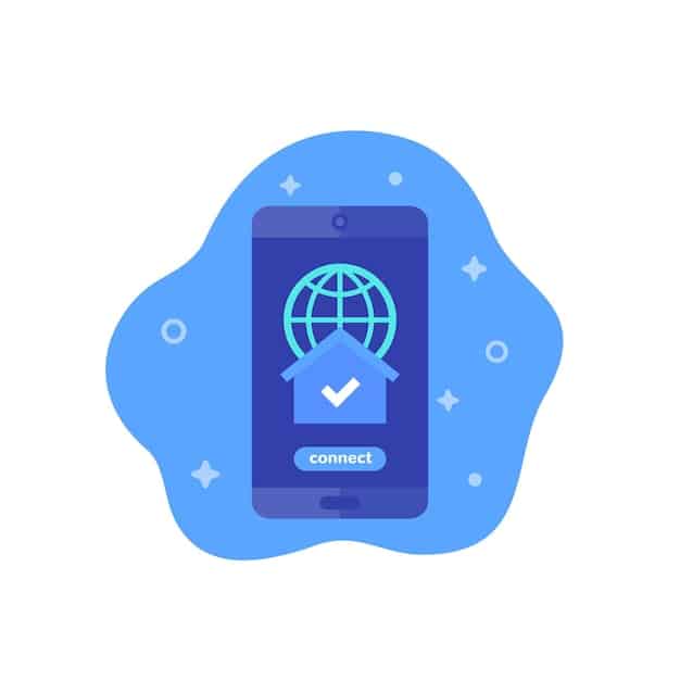 A smartphone displaying a VPN app interface, with a prominent 