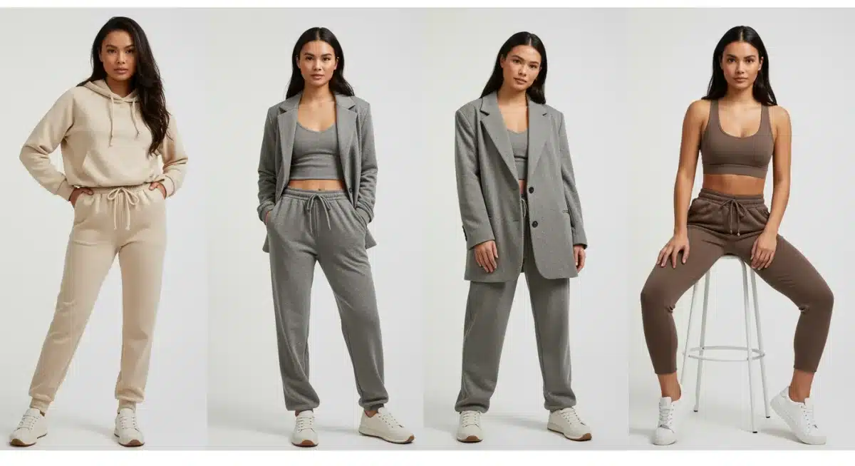 Models showcasing athleisure and comfortable work-from-home apparel for online retail