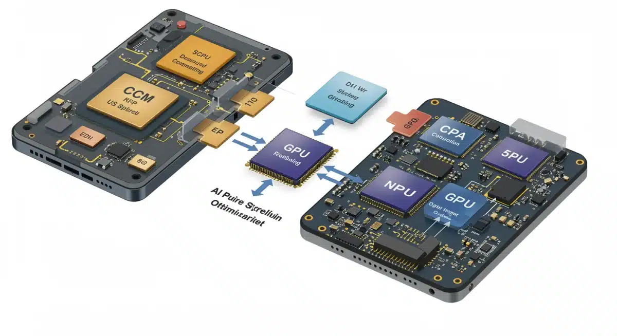 Diagrama de arquitectura interna de un chip SoC móvil