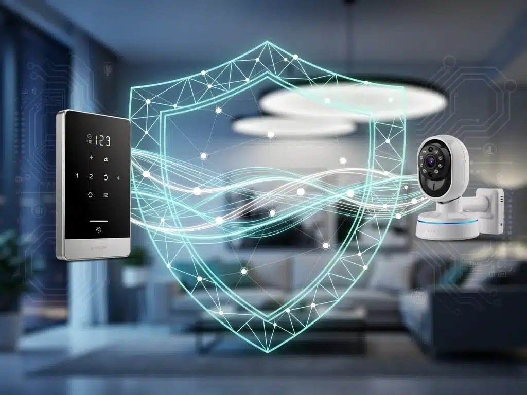 Red de dispositivos inteligentes interconectados después de una actualización de firmware